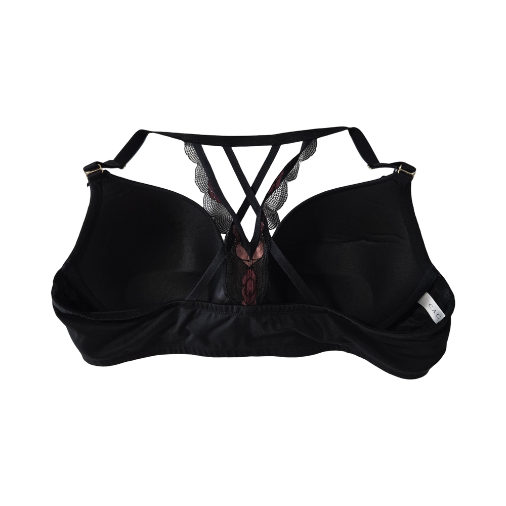 Cacique - 42C Women's Boost Plunge Lace Black and Pink Bra - Picture 2 of 4